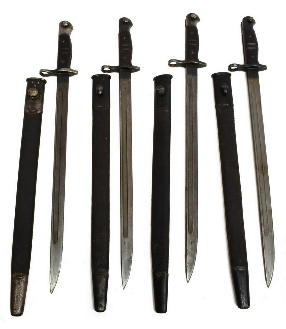 (4) U.S. REMINGTON BRITISH ENFIELD P-14 BAYONETS: (lot of 4) U.S. Remington bayonets manufactured for the WWI British Enfield P-14 rifle, each marked at the ricasso within a circle "Remington" and marked 1913, the opposite ricasso with British inspec