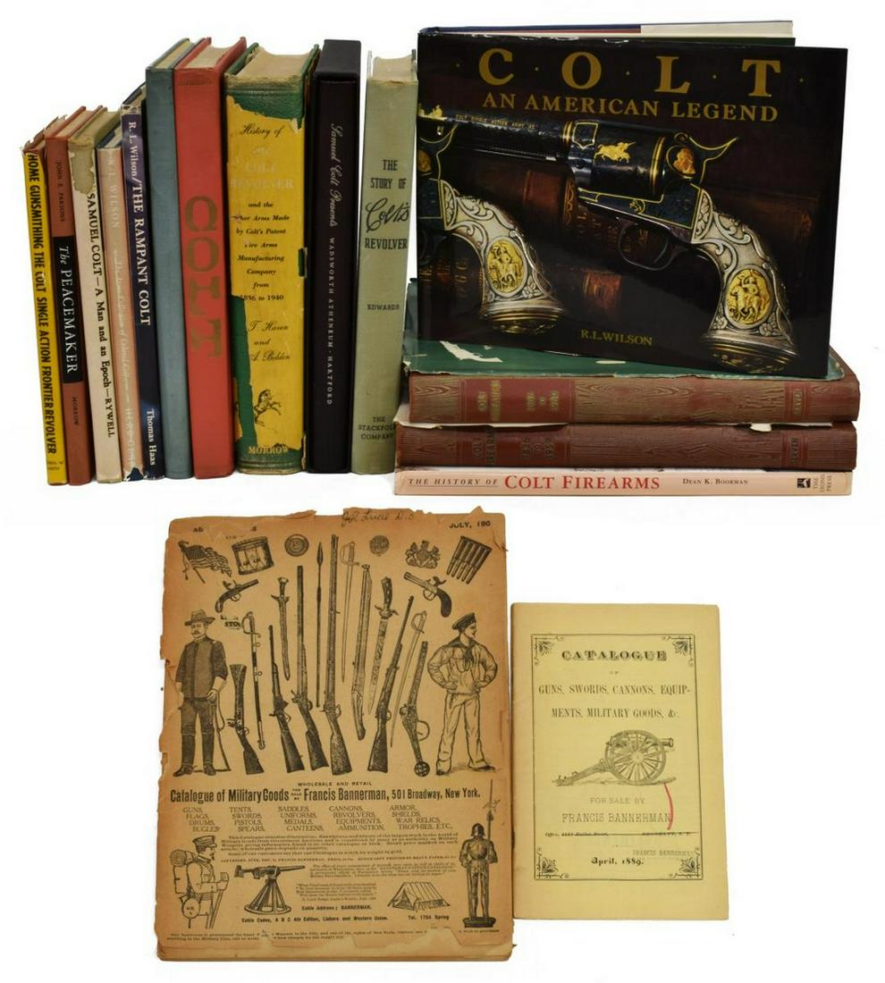 (14) COLLECTION OF RARE COLT FIREARMS BOOKS: (lot of 14) Colt firearms books, comprising: (2) "Colt Firearms: 1836-1959," James E. Serven, 1959/1960, illustrated, 387 pages; (1) "A History of the Colt Revolver," Charles T. Haven and Frank A. Bel