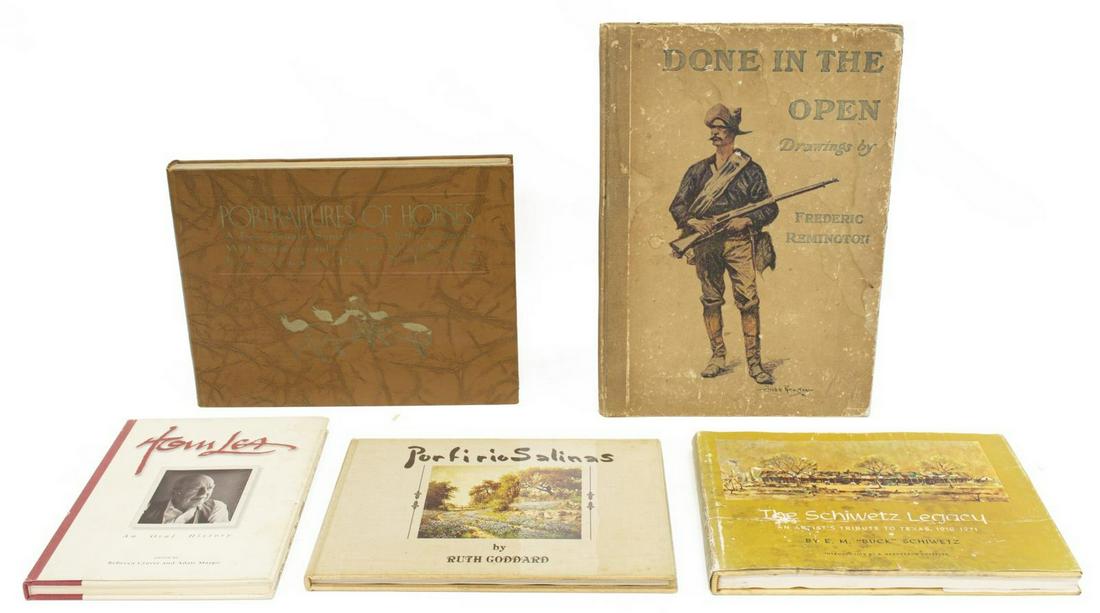 (5) BOOKS: WESTERN, TEXAS, EQUESTRIAN ART, TOM LEA: (lot of 5) Books on western and Texas art, including: (1) "Portraitures of Horses, a Few People, Some Dogs & Other Animals, With Autobiographical Comment and Narrative" George Ford Morris, Fordacre St