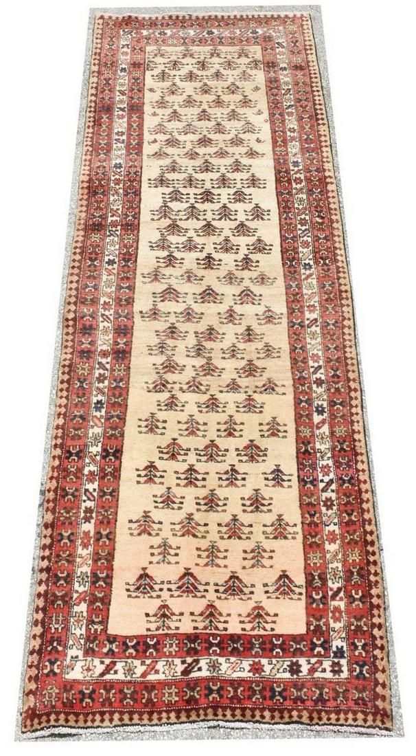 HAND-TIED PERSIAN SHERIVAN RUNNER RUG, 10'8"X 3'7": Hand-tied Persian Sherivan runner rug, approx 10'8"l, 3'7"w Start Price: $150.00