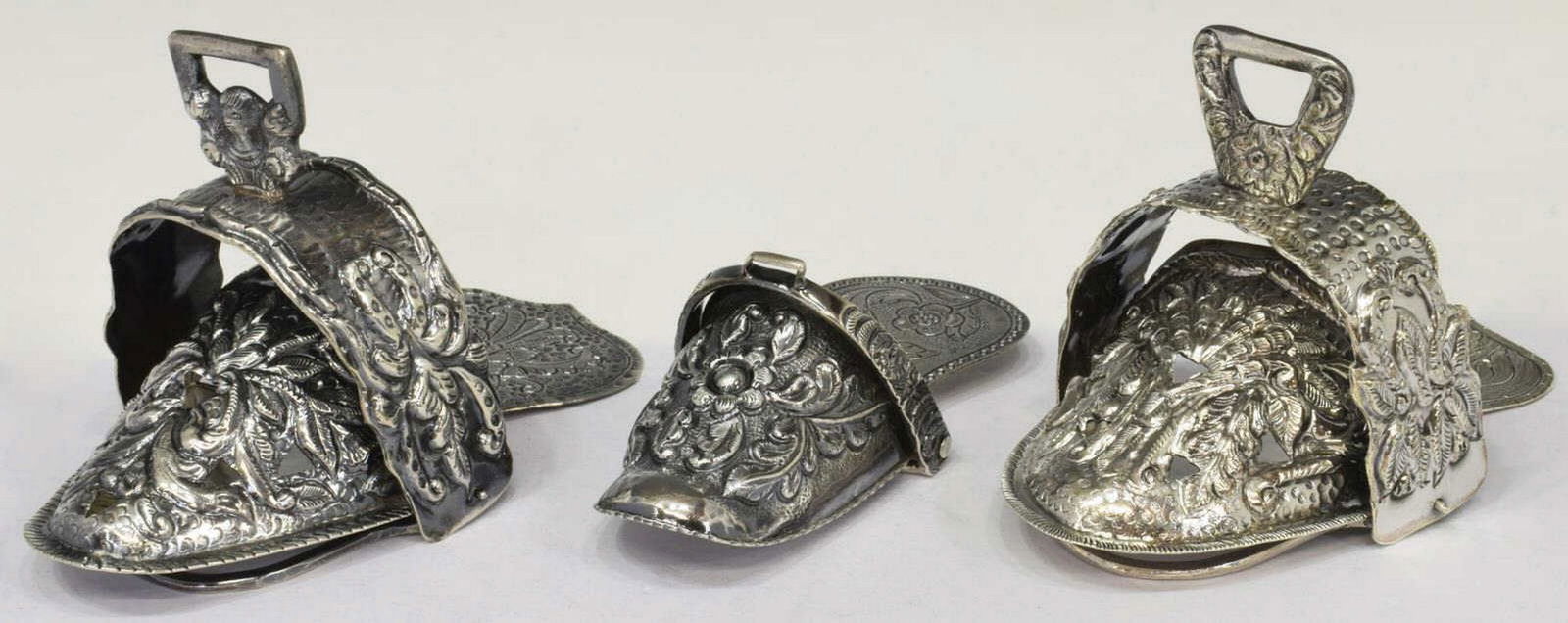 (3) SMALL SPANISH COLONIAL STYLE SILVER STIRRUPS (1 of 5)