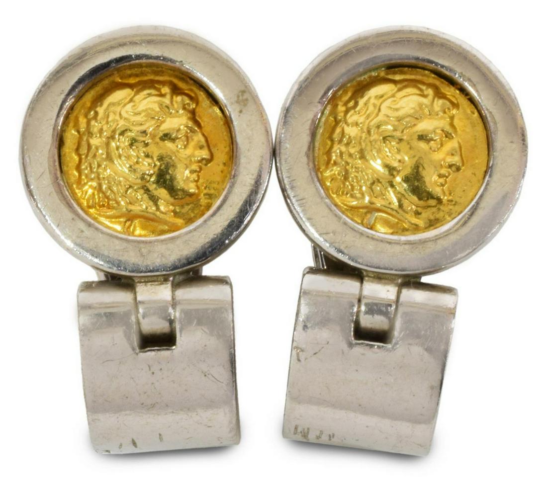 (PR) PLATINUM & YELLOW GOLD ANCIENT COIN EARRINGS (1 of 3)
