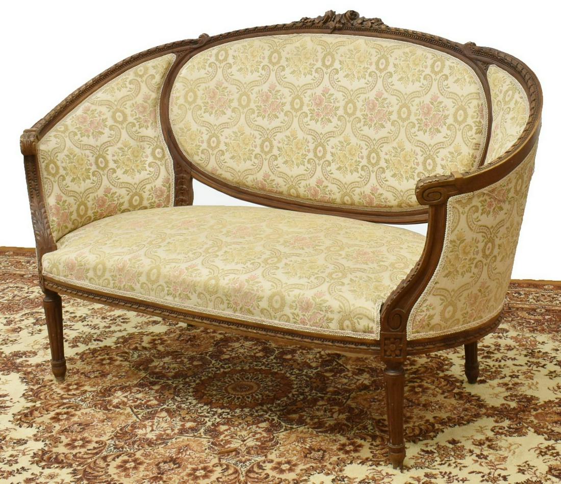 LOUIS XVI STYLE FINELY CARVED CANAPE SETTEE SOFA (1 of 3)