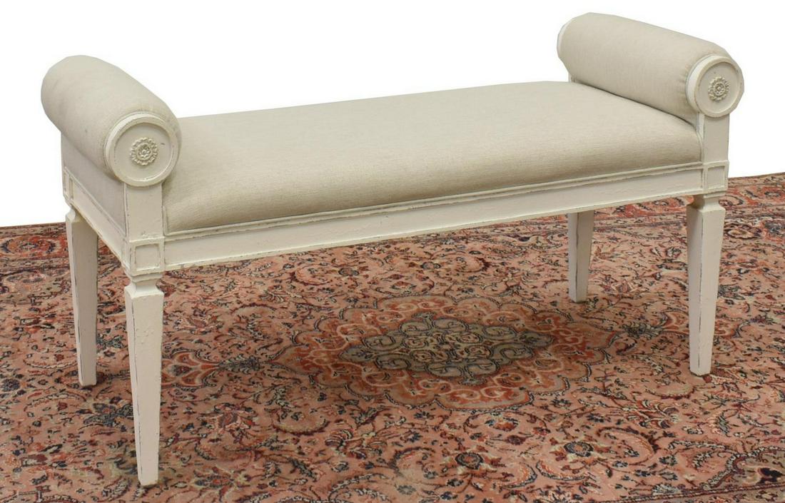 FRENCH STYLE UPHOLSTERED END OF BED BENCH (1 of 4)