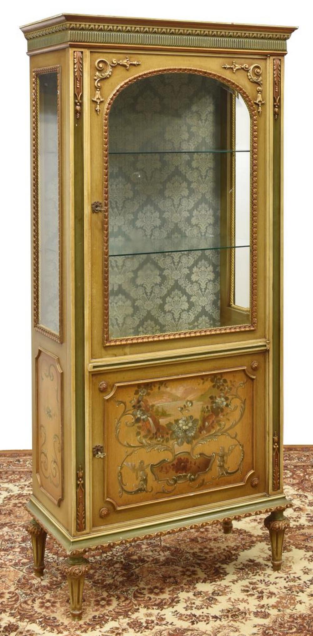 VENETIAN PARCEL GILT & PAINTED DISPLAY VITRINE (1 of 4)