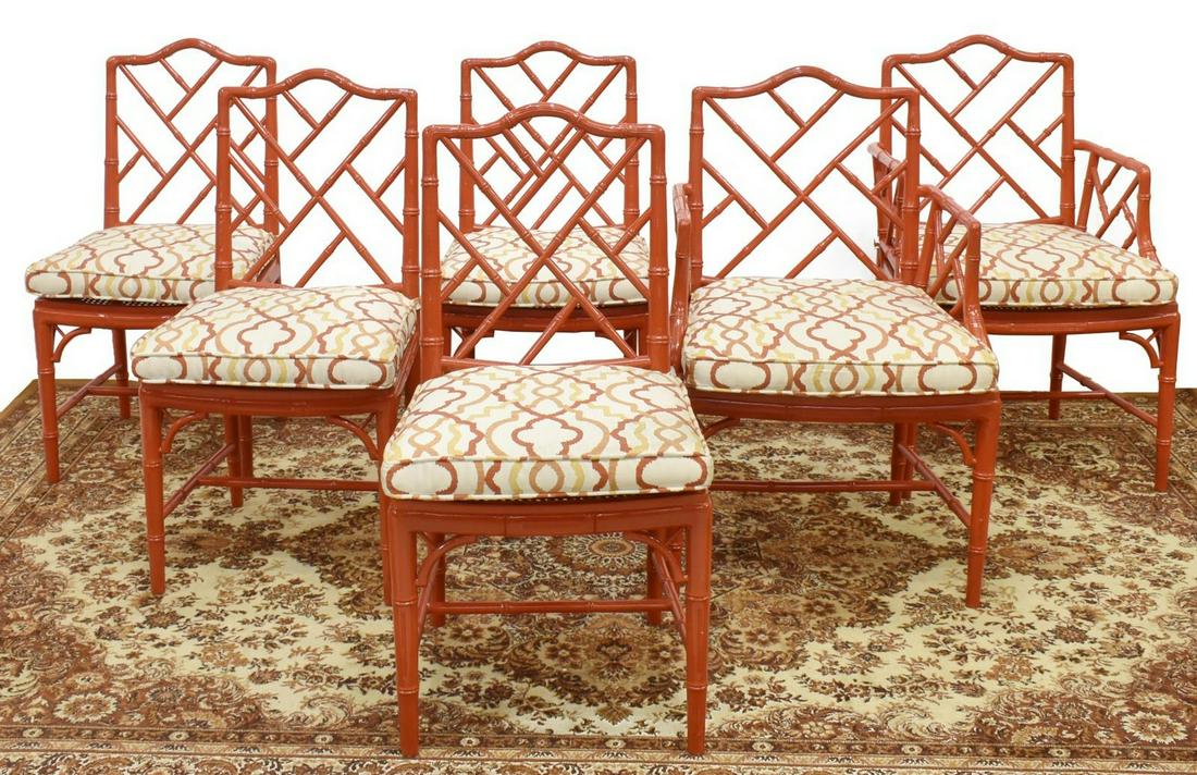 (6) CHINESE CHIPPENDALE STYLE FAUX BAMBOO CHAIRS (1 of 3)