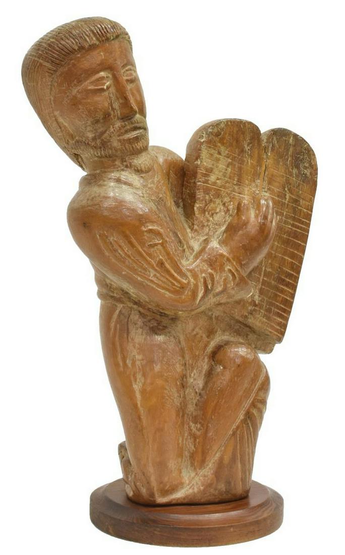 HAND-CARVED WOOD MOSES & TEN COMMANDMENT TABLETS (1 of 4)