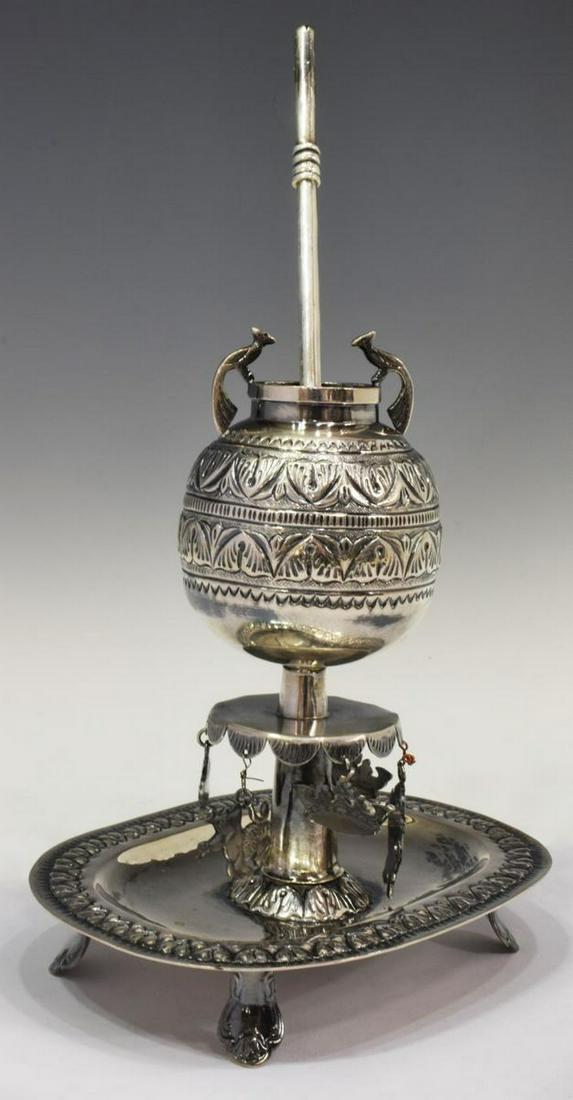 SPANISH COLONIAL STYLE SILVER MATE CUP & BOMBILLA (1 of 6)