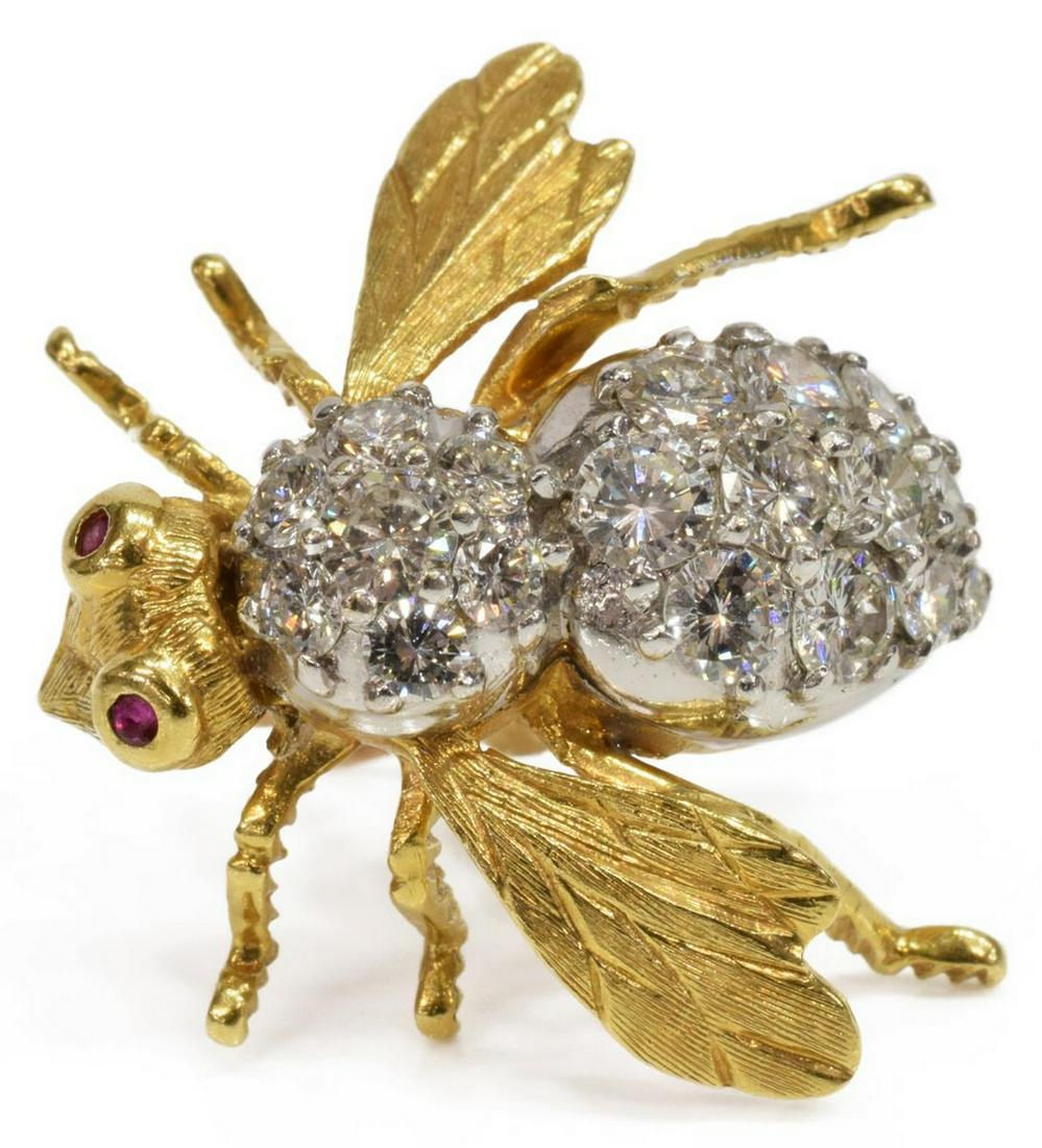 ESTATE ROSENTHAL 18KT 2.00CTTW DIAMOND BEE BROOCH (1 of 5)