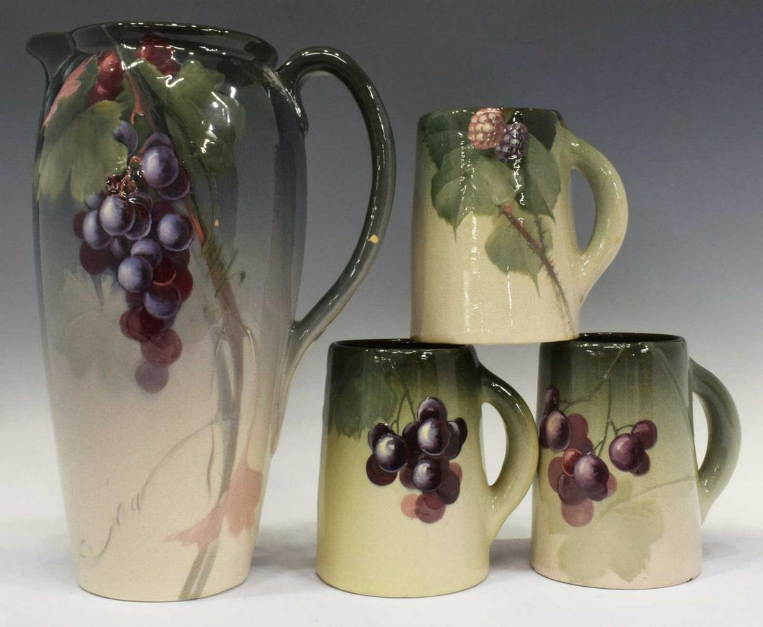 (4) WELLER EOCEAN ART POTTERY PITCHER & MUGS (1 of 4)