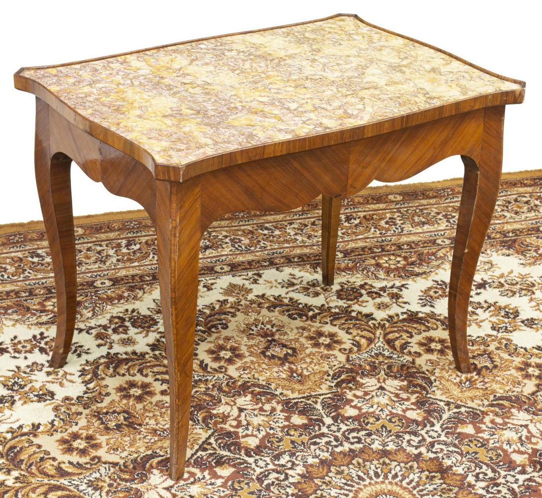 DIMINUTIVE ITALIAN MARBLE-TOP SIDE OR COFFEE TABLE (1 of 3)