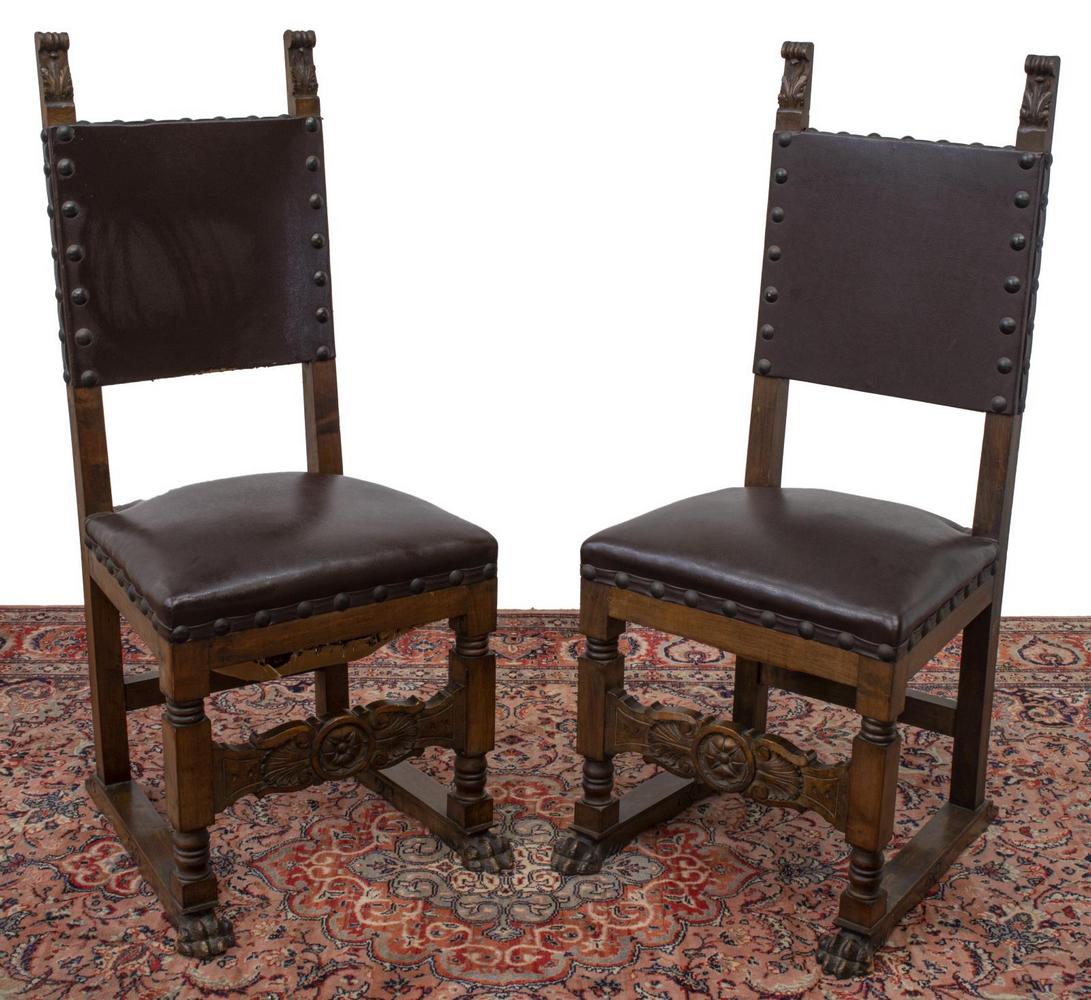 (2) ITALIAN RENAISSANCE REVIVAL WALNUT CHAIRS (1 of 2)