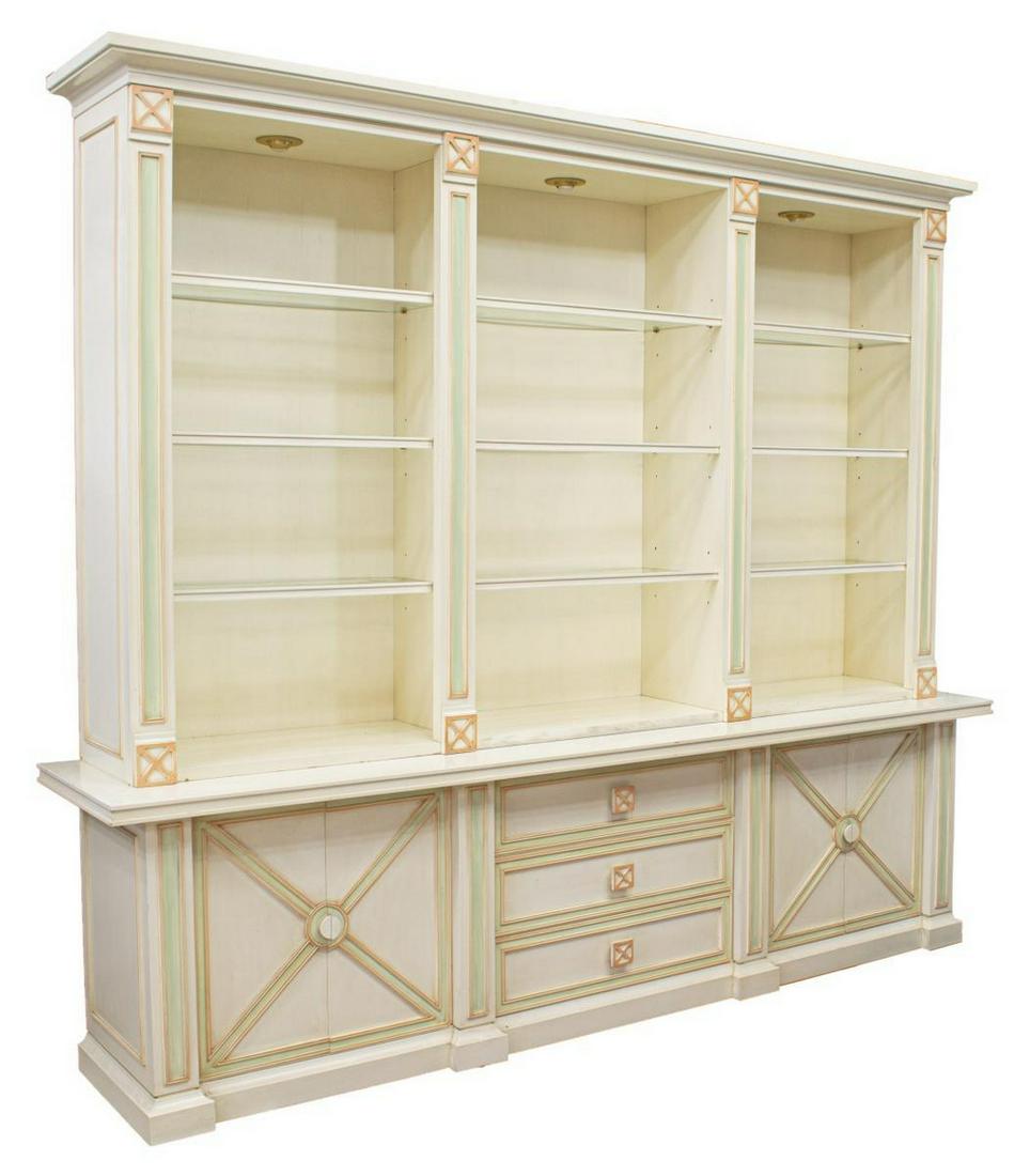 LARGE ITALIAN PAINTED LIGHTED BOOKCASE (1 of 4)