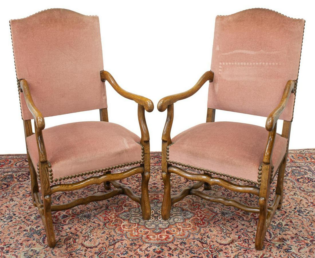 (2) FRENCH LOUIS XIV STYLE HIGHBACK FAUTEUILS (1 of 2)