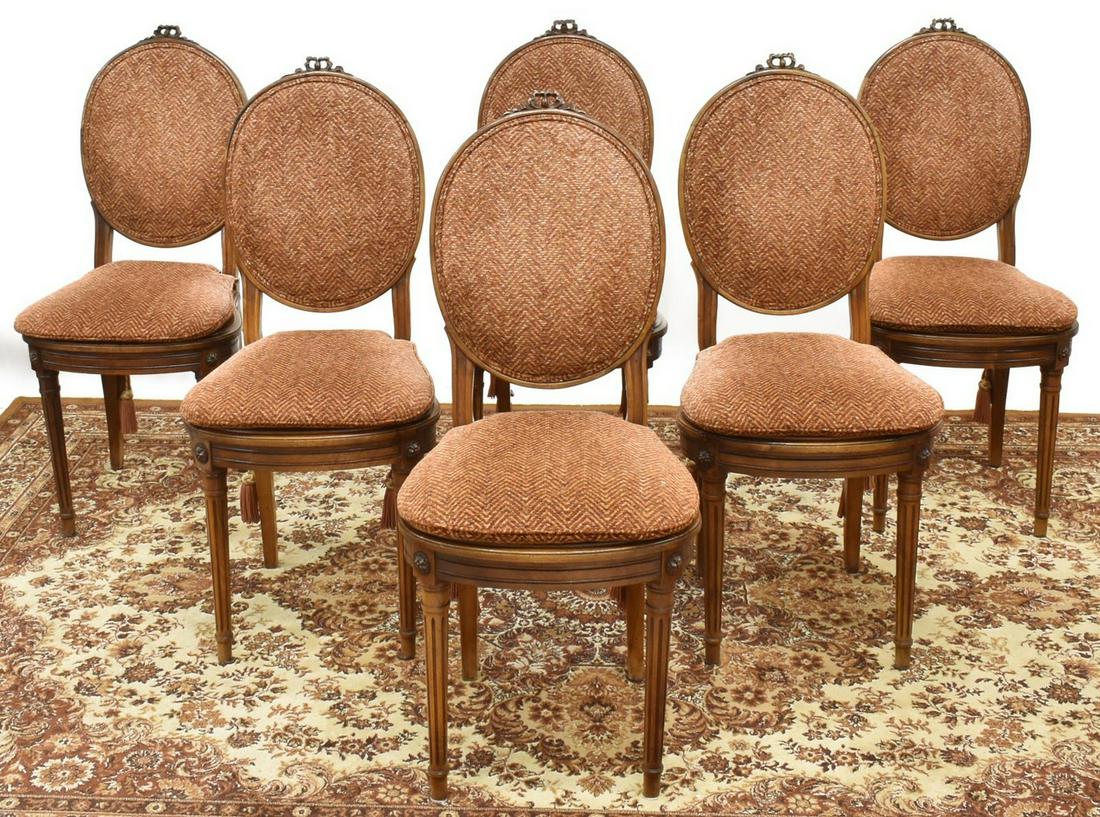 (6) LOUIS XVI STYLE UPHOLSTERED DINING CHAIRS (1 of 3)