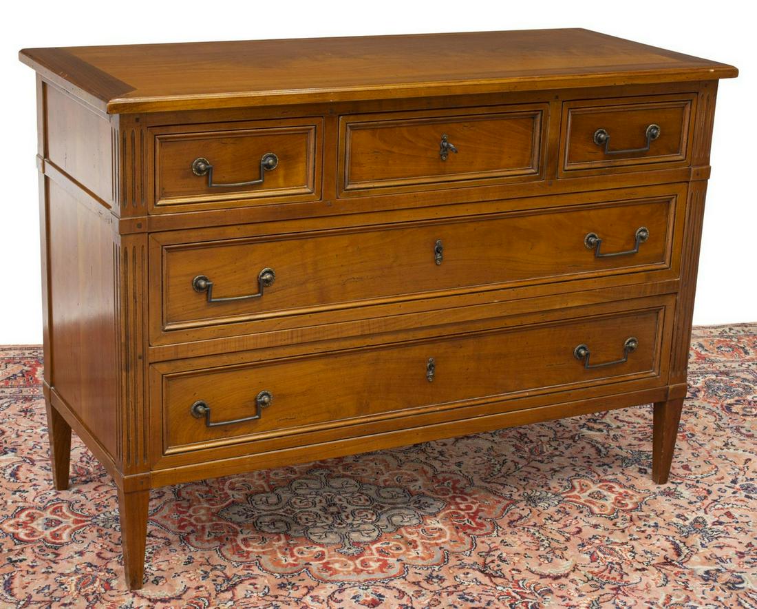 FRENCH LOUIS XVI STYLE WALNUT COMMODE (1 of 5)