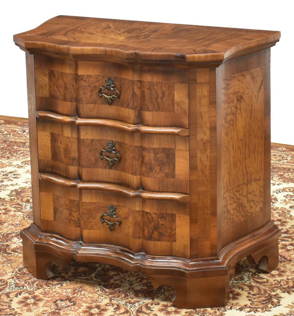 ITALIAN VENETIAN WALNUT BEDSIDE CABINET (1 of 4)
