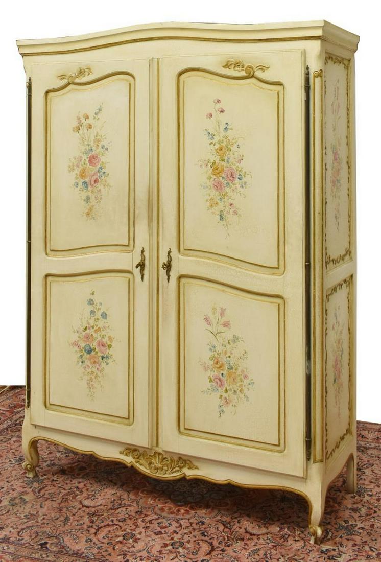 FRENCH LOUIS XV STYLE PAINT DECORATED ARMOIRE (1 of 4)