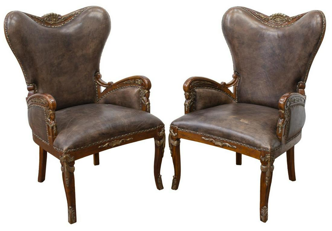 (2) HERITAGE COLLECTION LEATHER WING ARMCHAIRS (1 of 3)