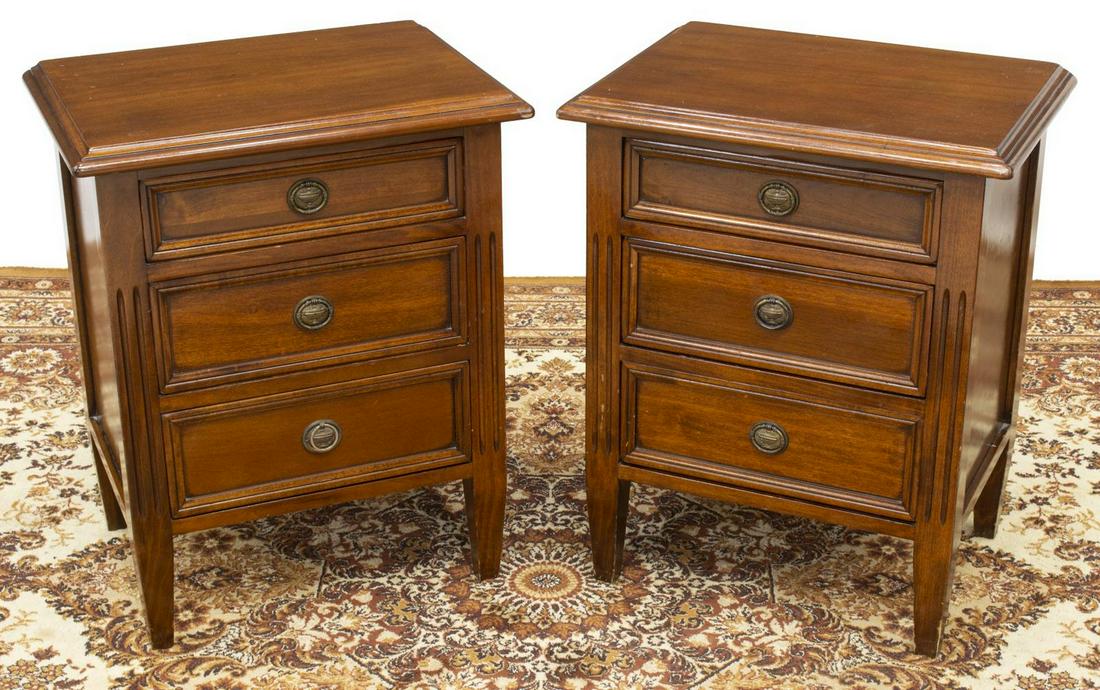 (2) LOUIS XVI STYLE WALNUT BEDSIDE CABINETS (1 of 4)