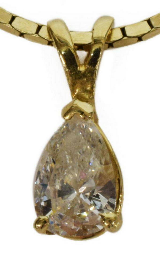 14KT GOLD PEAR-SHAPED DIAMOND PENDANT NECKLACE (1 of 4)