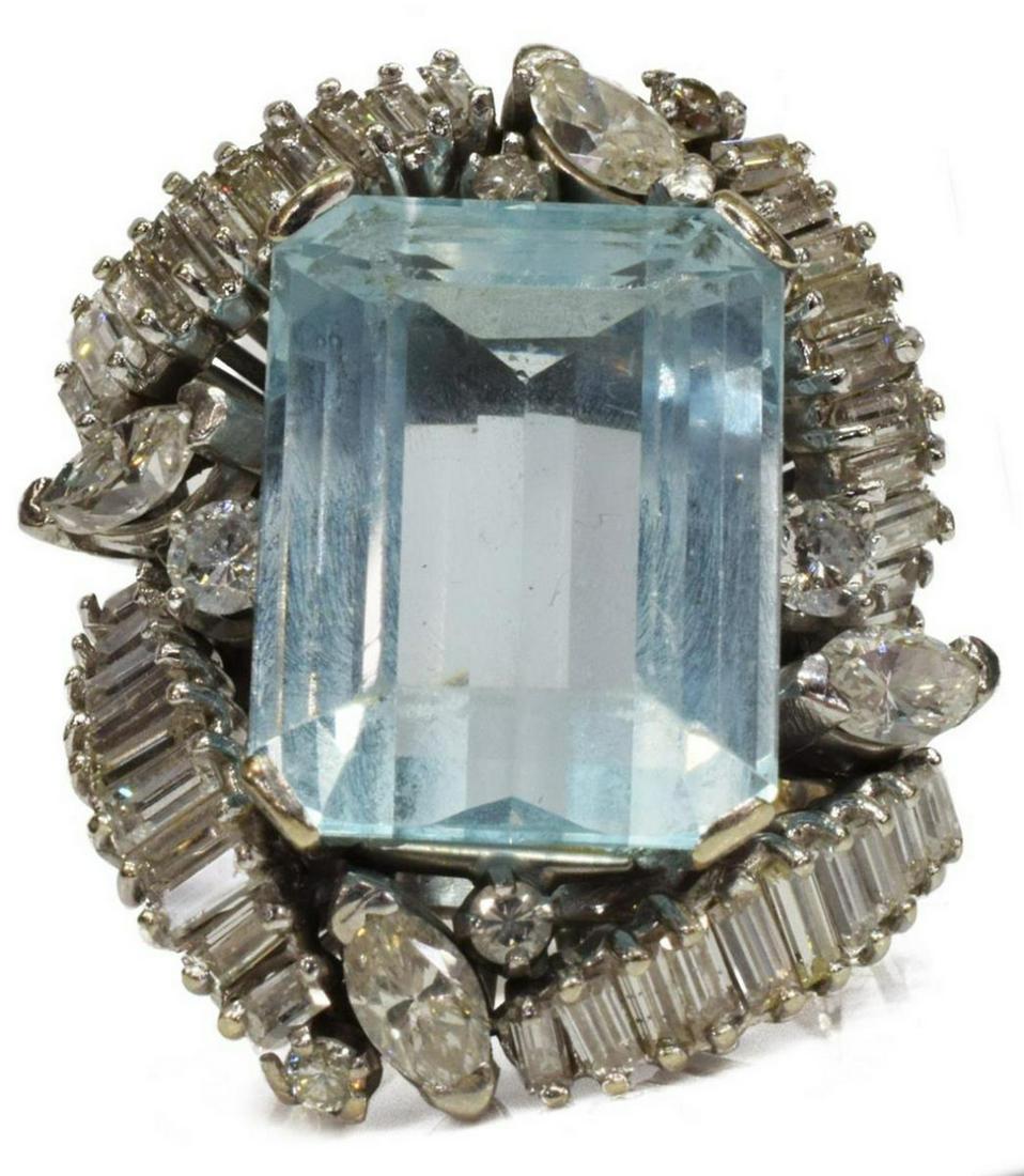 14KT WG, 12.50CT AQUAMARINE & 2CTTW DIAMOND RING (1 of 5)
