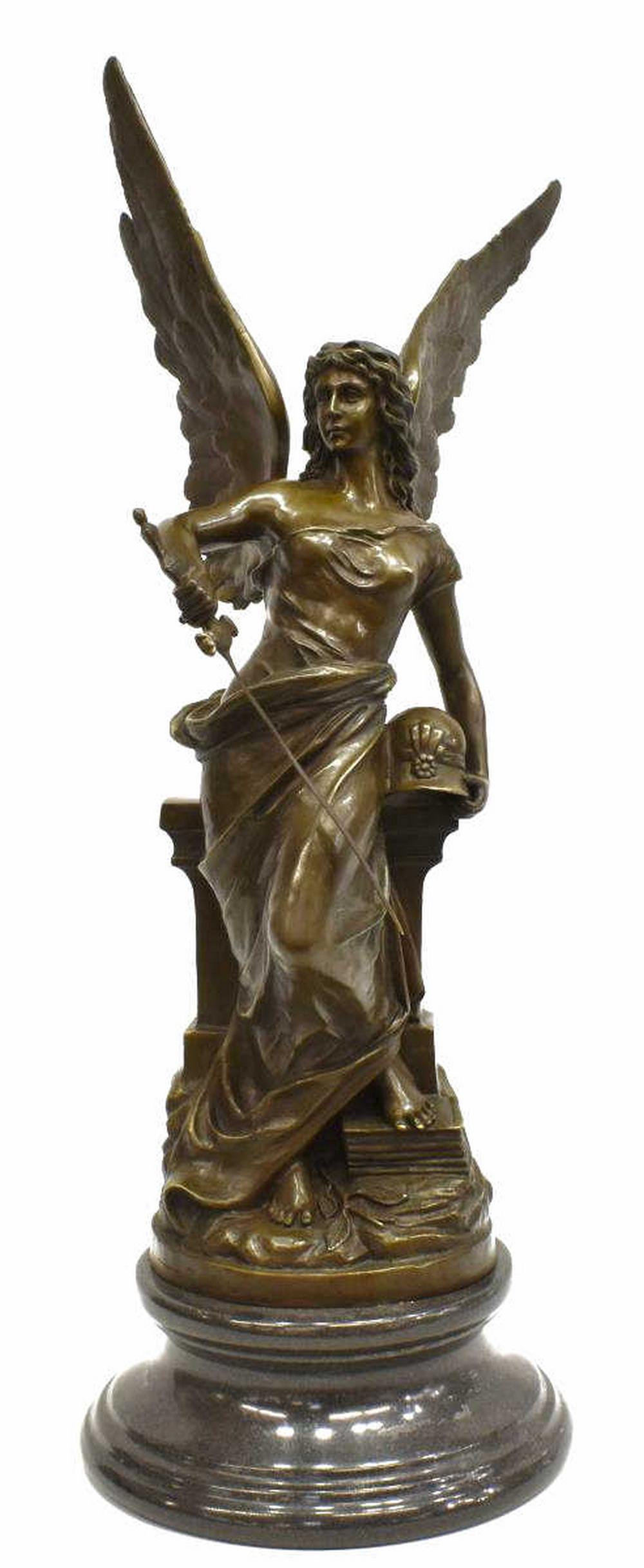 BRONZE FIGURAL SCULPTURE OF WOMAN & SWORD (1 of 4)