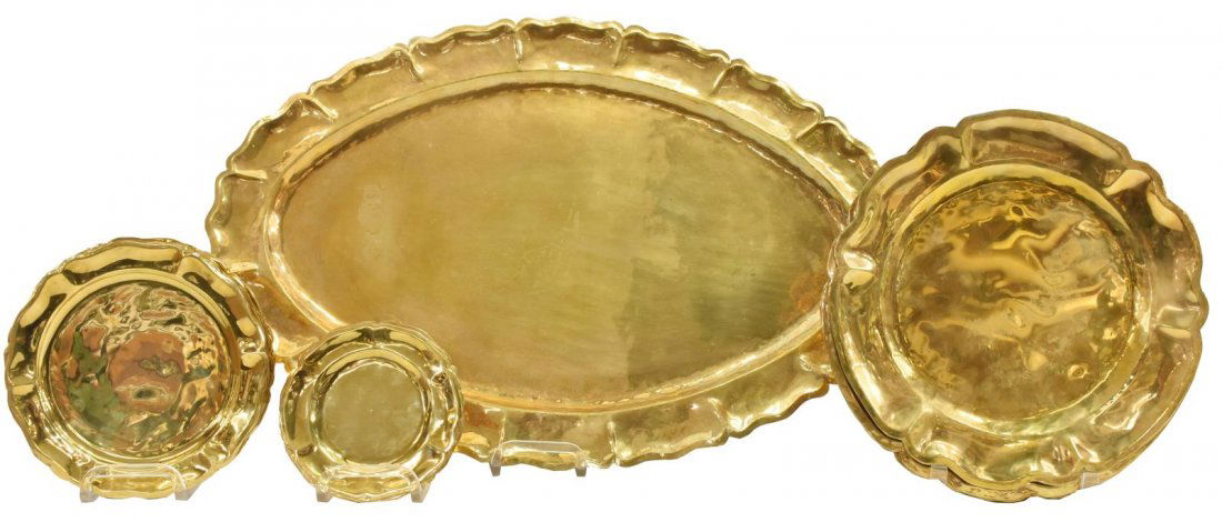 (30) SPANISH COLONIAL STYLE GILT METAL TABLEWARE (1 of 12)