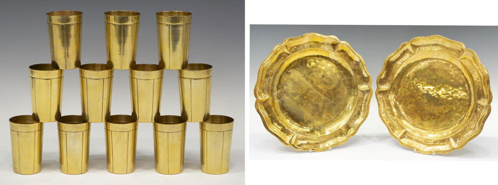 14) GILT METAL CUPS, SPANISH COLONIAL STYLE PLATES (1 of 8)