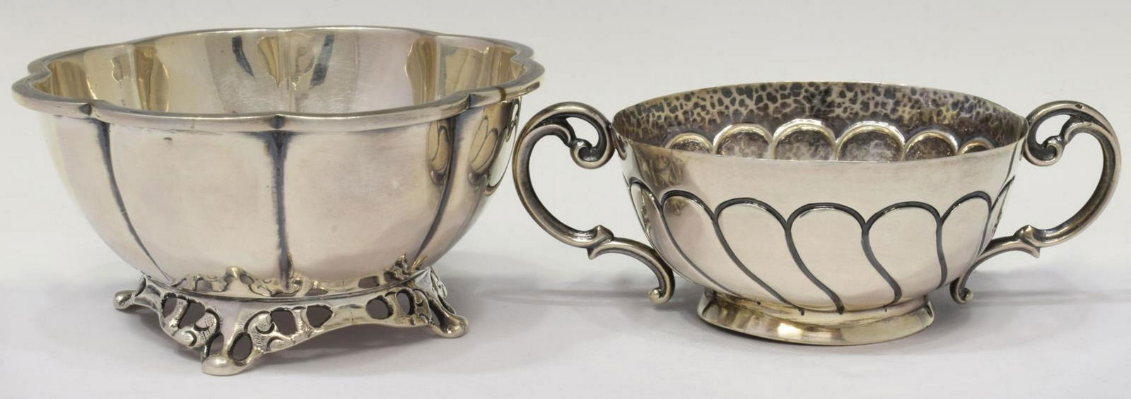 (2) MEXICO 930 & 900 SILVER LOBED & HAMMERED BOWLS (1 of 5)