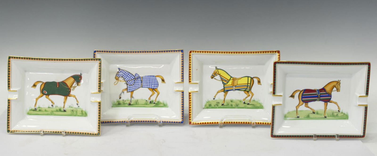 (4) HERMES PORCELAIN RACING HORSE ASHTRAYS (1 of 3)