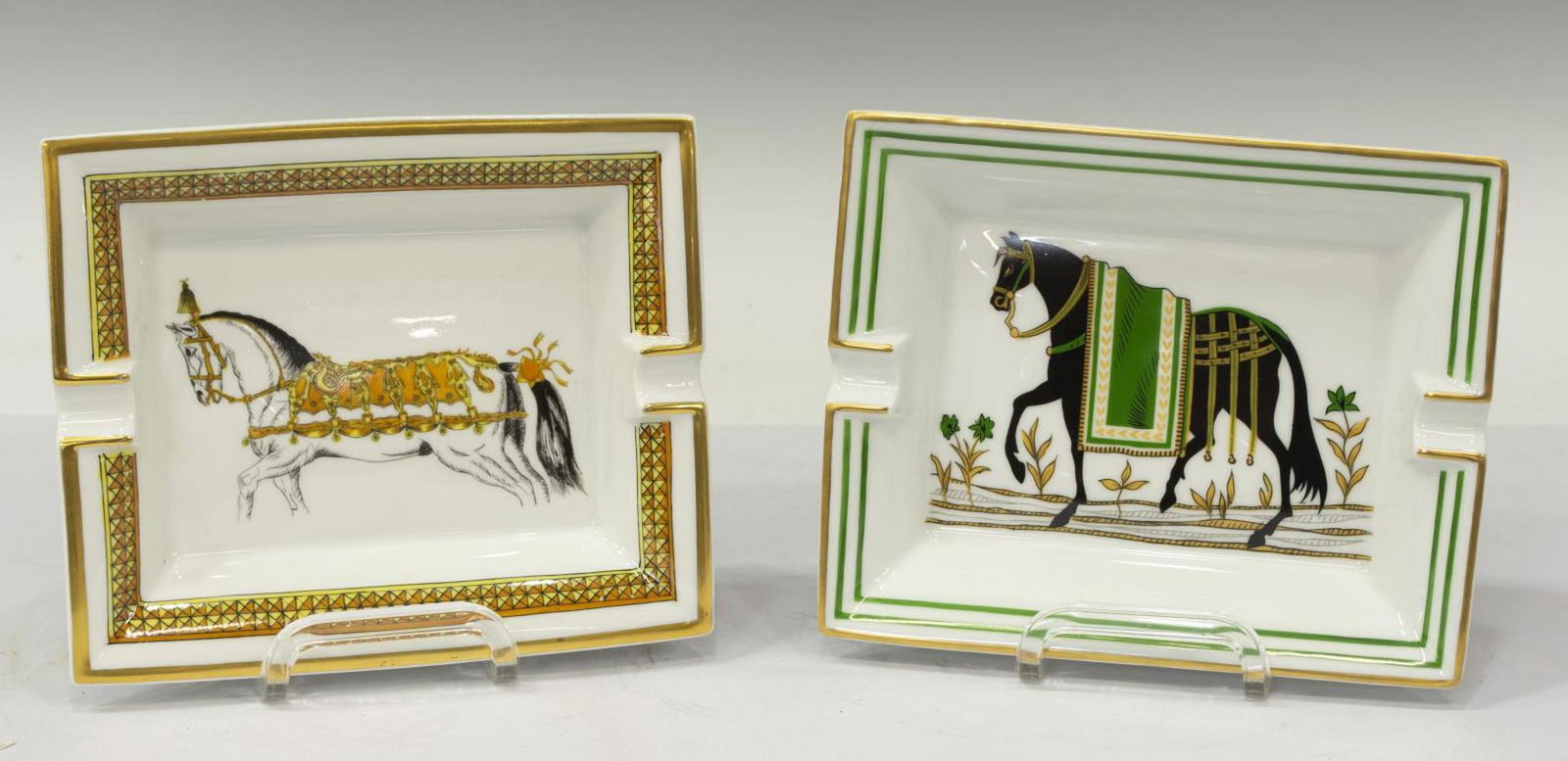 (2) HERMES PORCELAIN EQUESTRIAN HORSE ASHTRAYS (1 of 3)