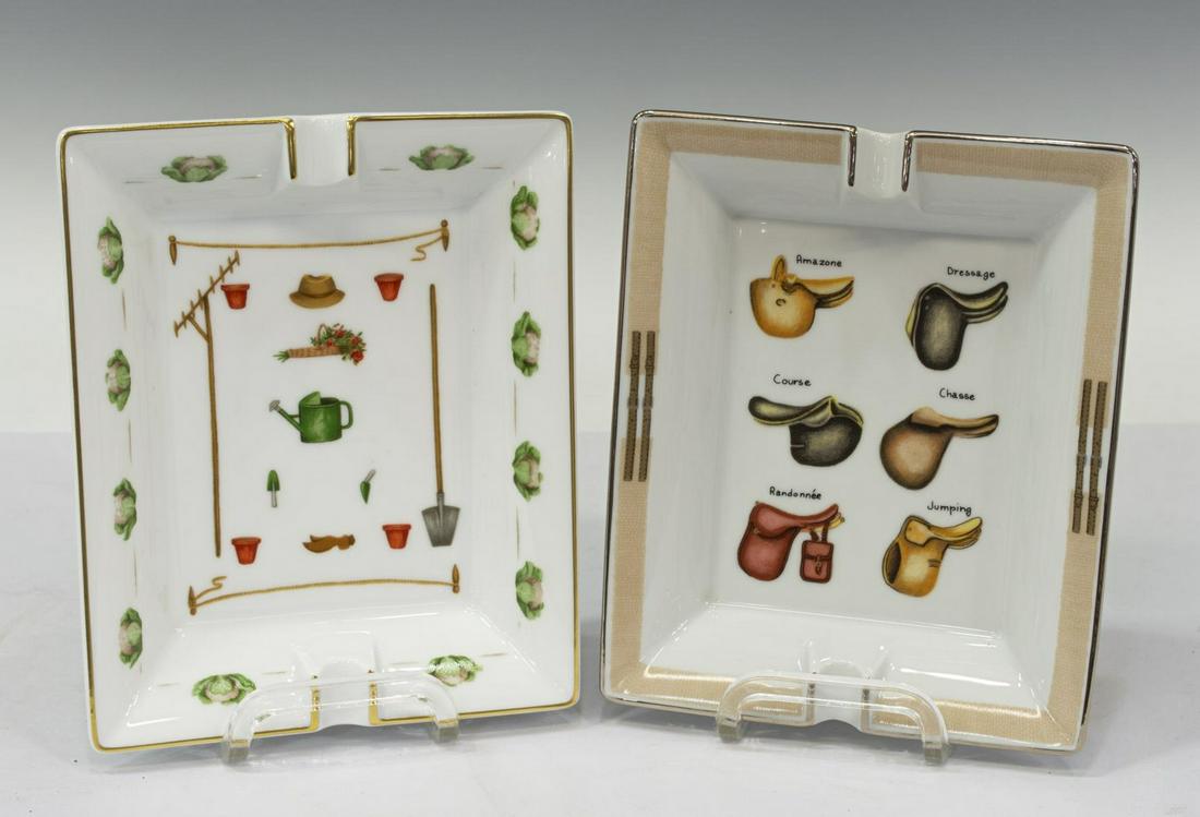 (2) HERMES PORCELAIN GARDEN & EQUESTRIAN ASHTRAYS (1 of 3)