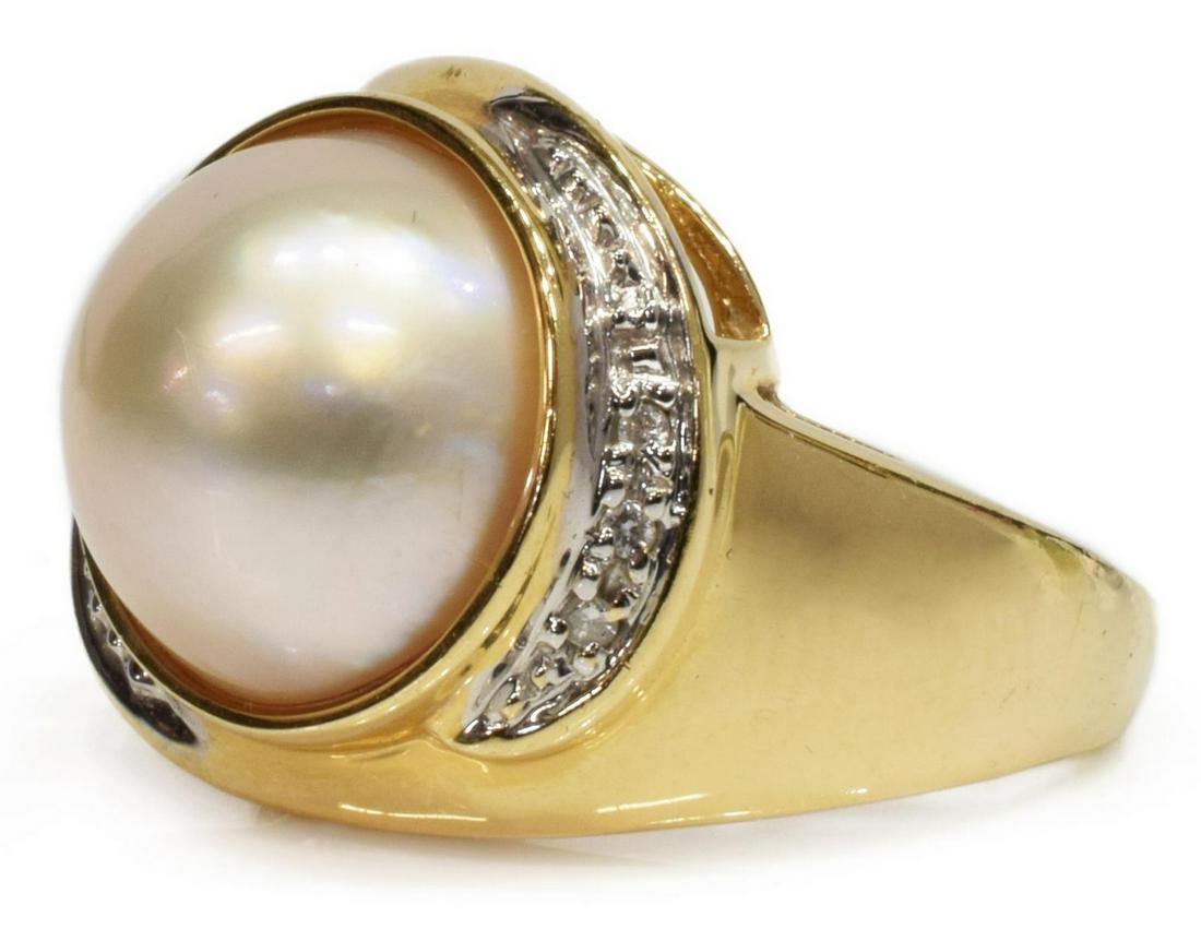 ESTATE 14KT GOLD, MABE PEARL & DIAMOND RING (1 of 4)