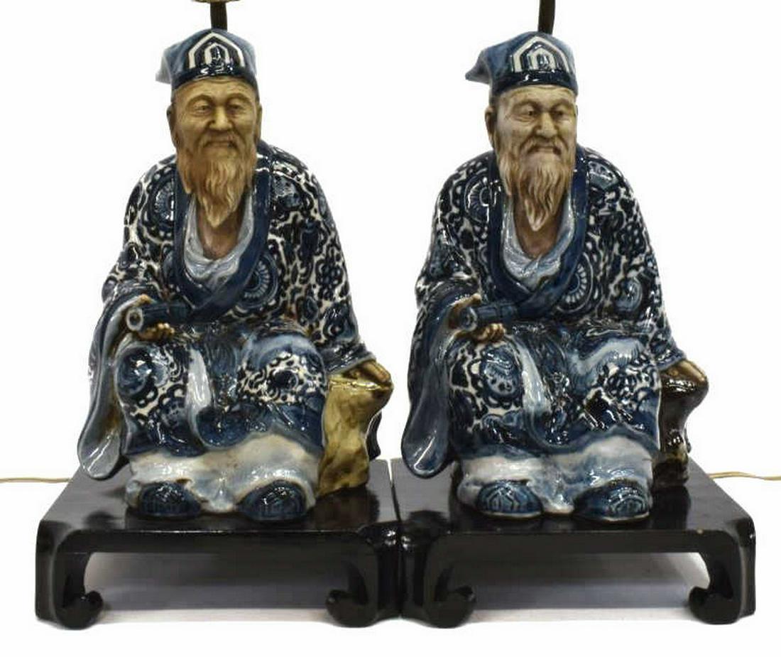 (2) JAPANESE KUTANI PORCELAIN JUROJIN TABLE LAMPS (1 of 3)