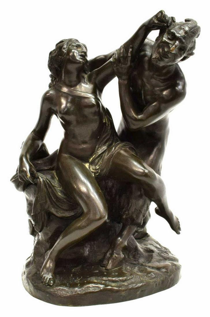 NYMPH & SATYR BRONZE SCULPTURE AFTER CLODION (1 of 6)