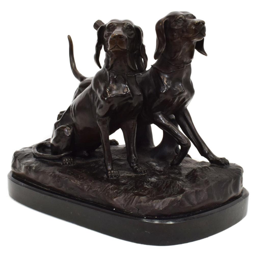 HUNTING DOGS BRONZE SCULPTURE AFTER FREMIET (1 of 5)