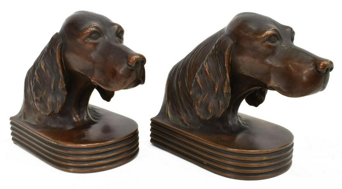 (PAIR) BRONZE DOG HEAD BOOKENDS (1 of 3)