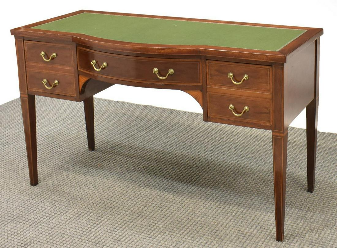 ENGLISH LEATHER-TOP MAHOGANY WRITING DESK (1 of 5)