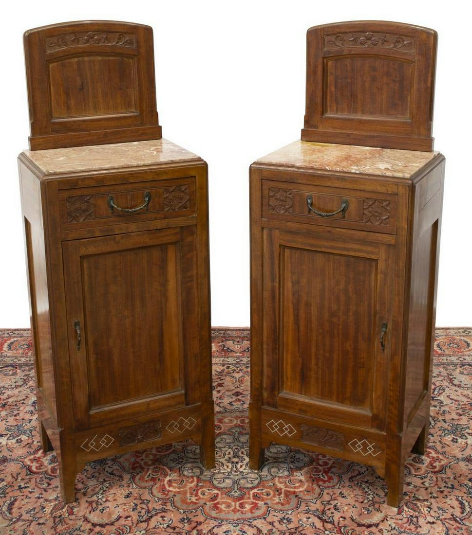 2) ITALIAN ART NOUVEAU MARBLE-TOP BEDSIDE CABINETS (1 of 7)