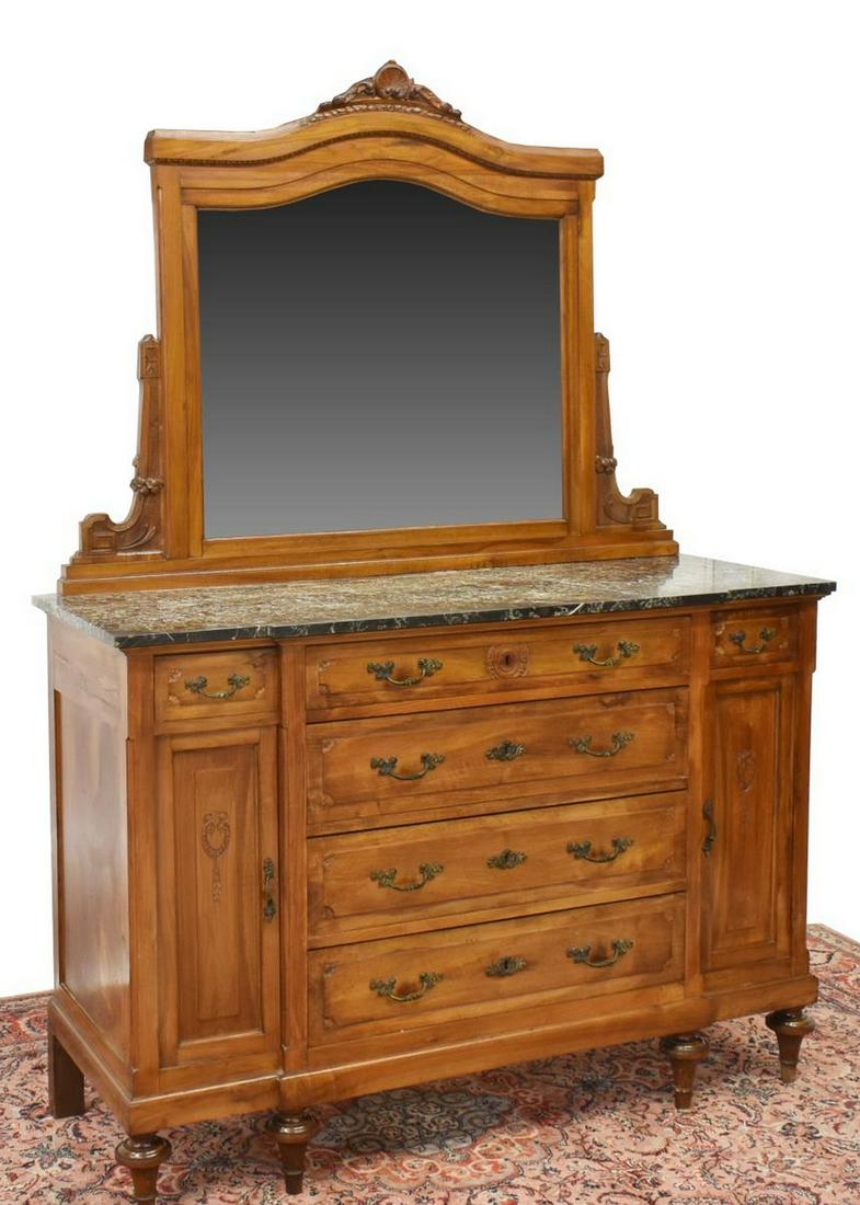 ITALIAN LOUIS XVI STYLE MIRRORED MARBLE-TOP CHEST (1 of 6)