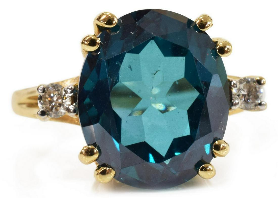 J. RINKER ESTATE 14KT GOLD & BLUE GEMSTONE RING (1 of 5)