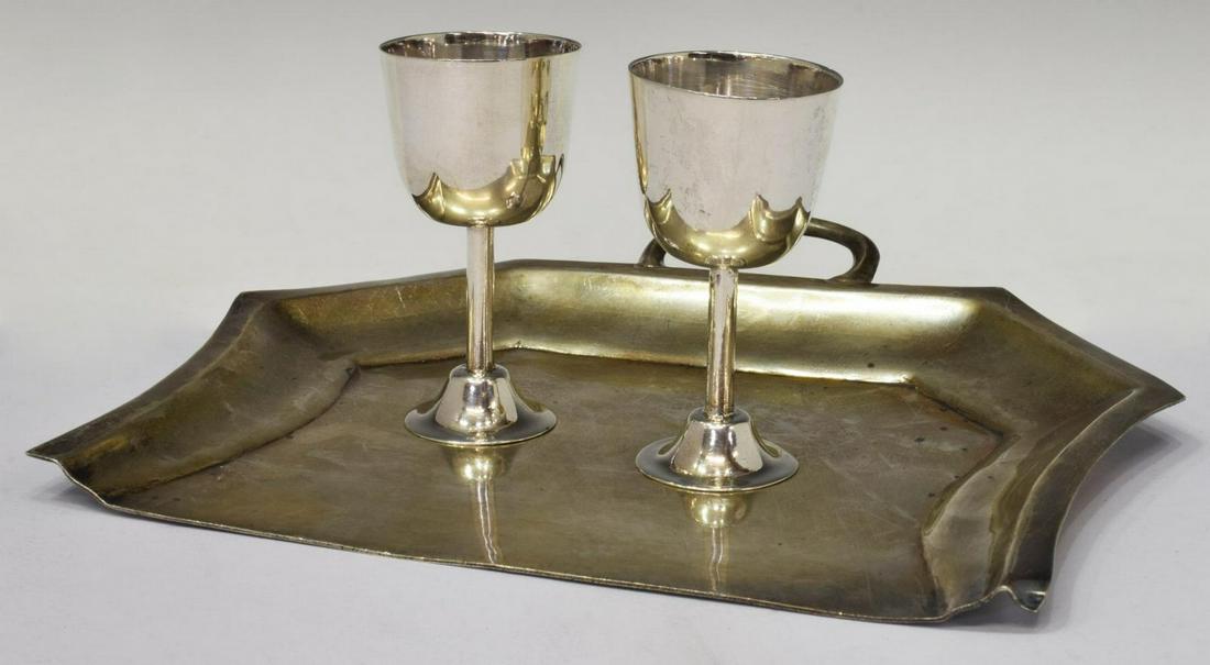 (3) MEXICO STERLING SILVER CRUMB TRAY & CORDIALS (1 of 5)