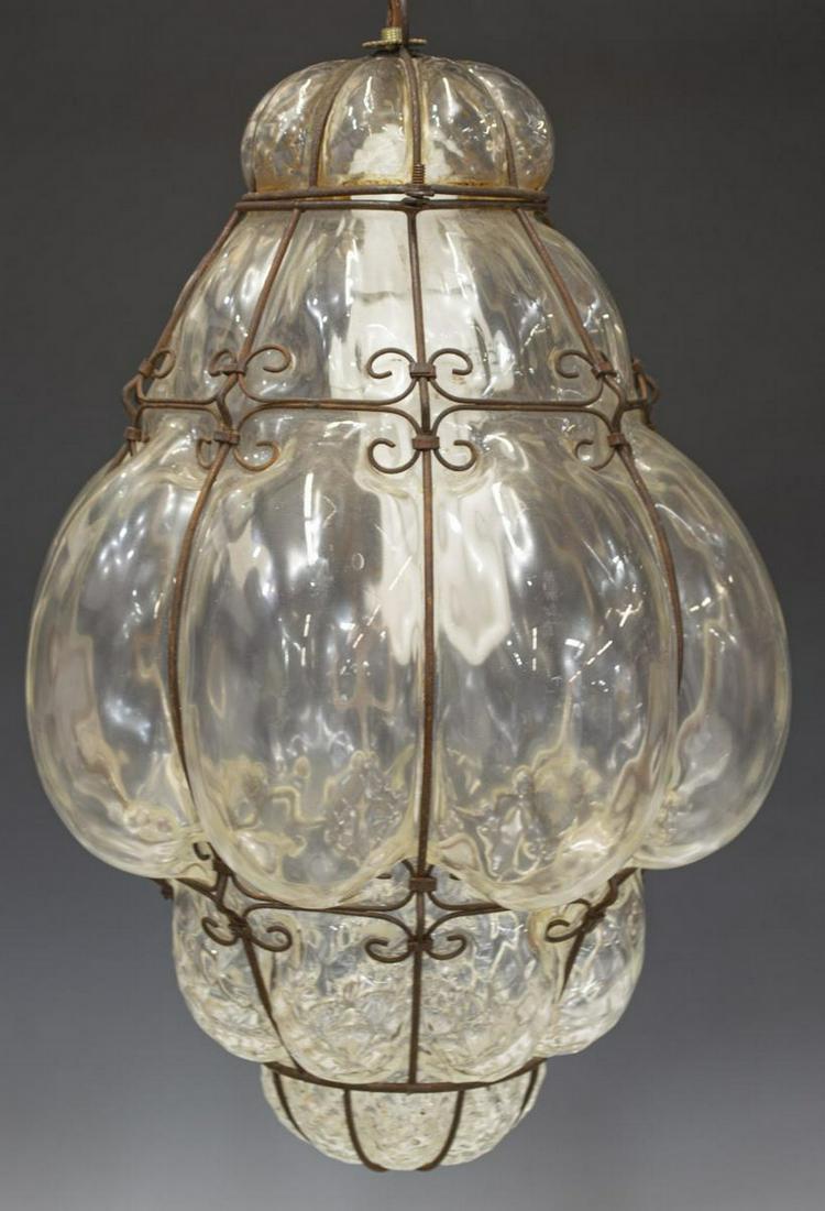 ITALIAN BLOWN GLASS HANGING LANTERN PENDANT LIGHT (1 of 2)