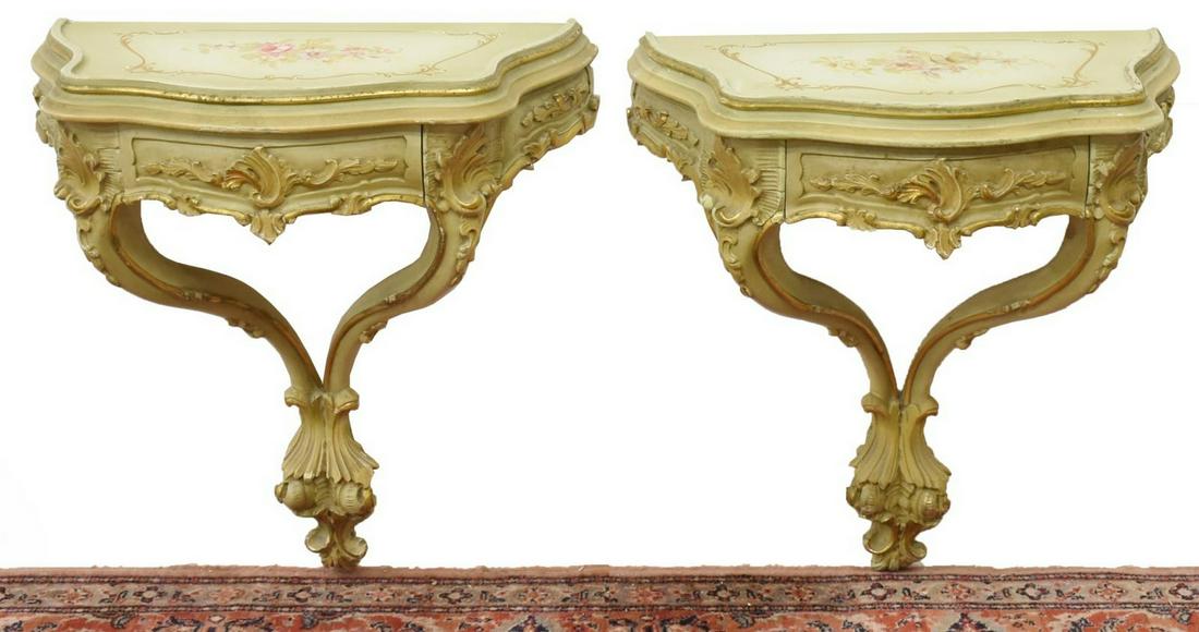 (2) VENETIAN PAINTED WALL BRACKET CONSOLES (1 of 2)