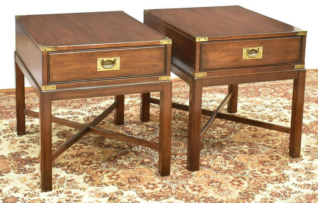 (2) HERITAGE CAMPAIGN STYLE MAHOGANY SIDE TABLES (1 of 5)