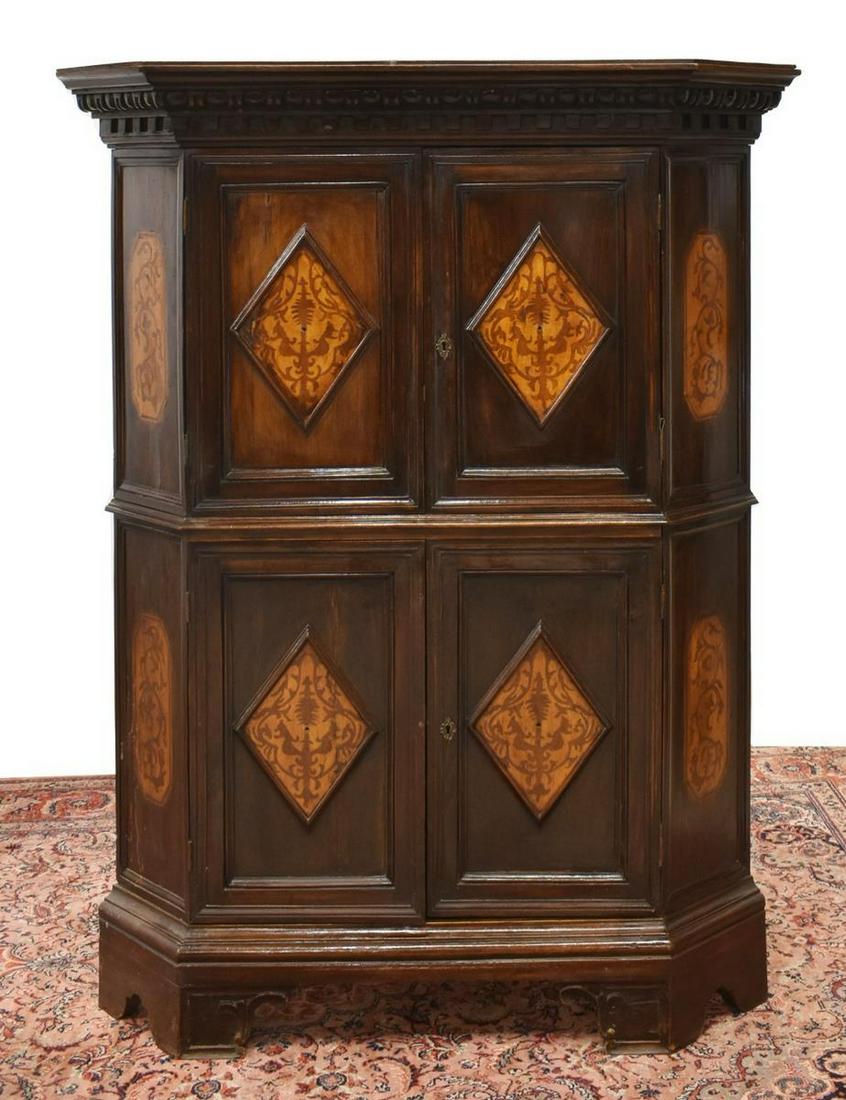 ITALIAN WALNUT MARQUETRY CORNER CABINET (1 of 3)