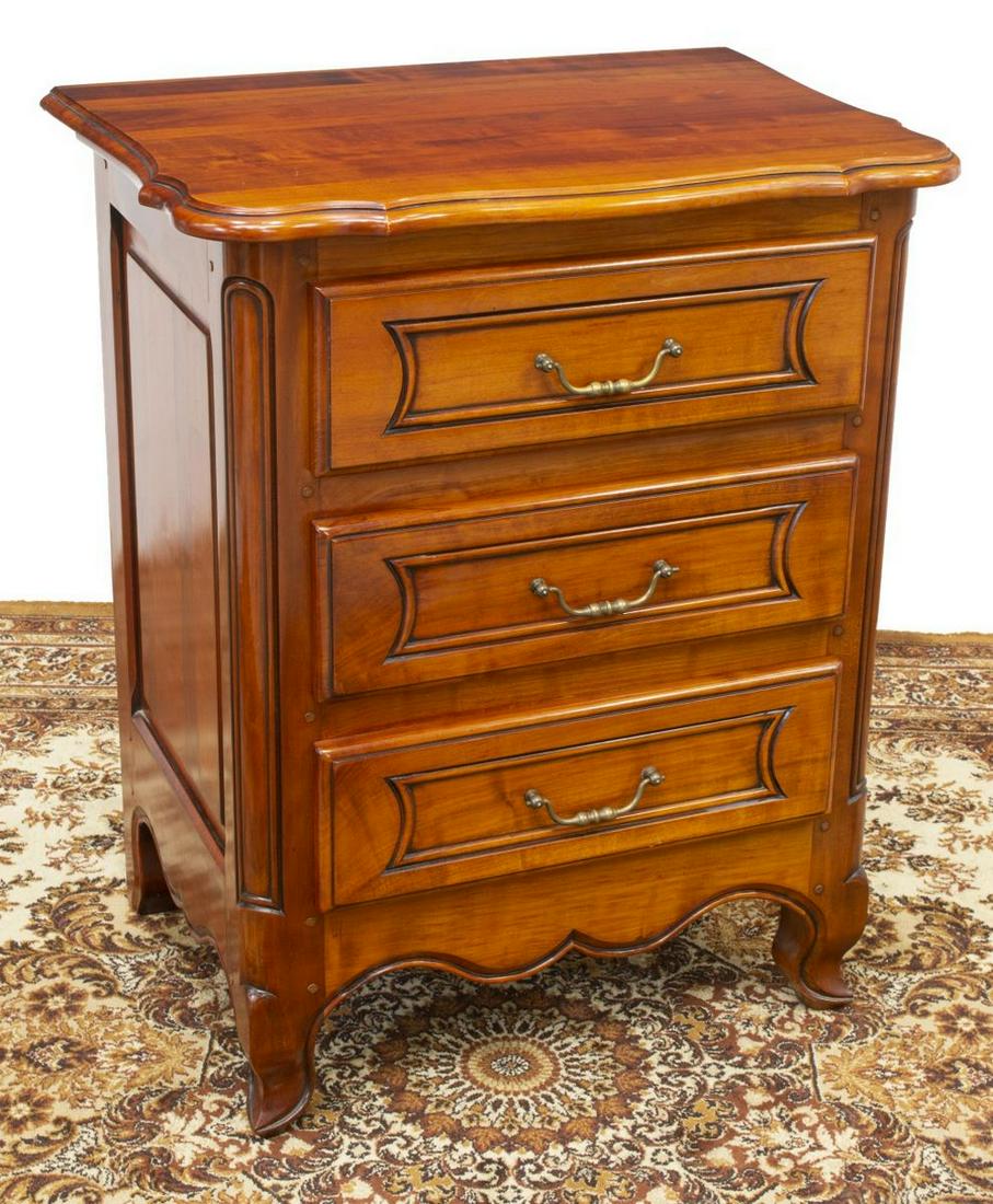 FRENCH PROVINCIAL FRUITWOOD BEDSIDE CABINET (1 of 4)