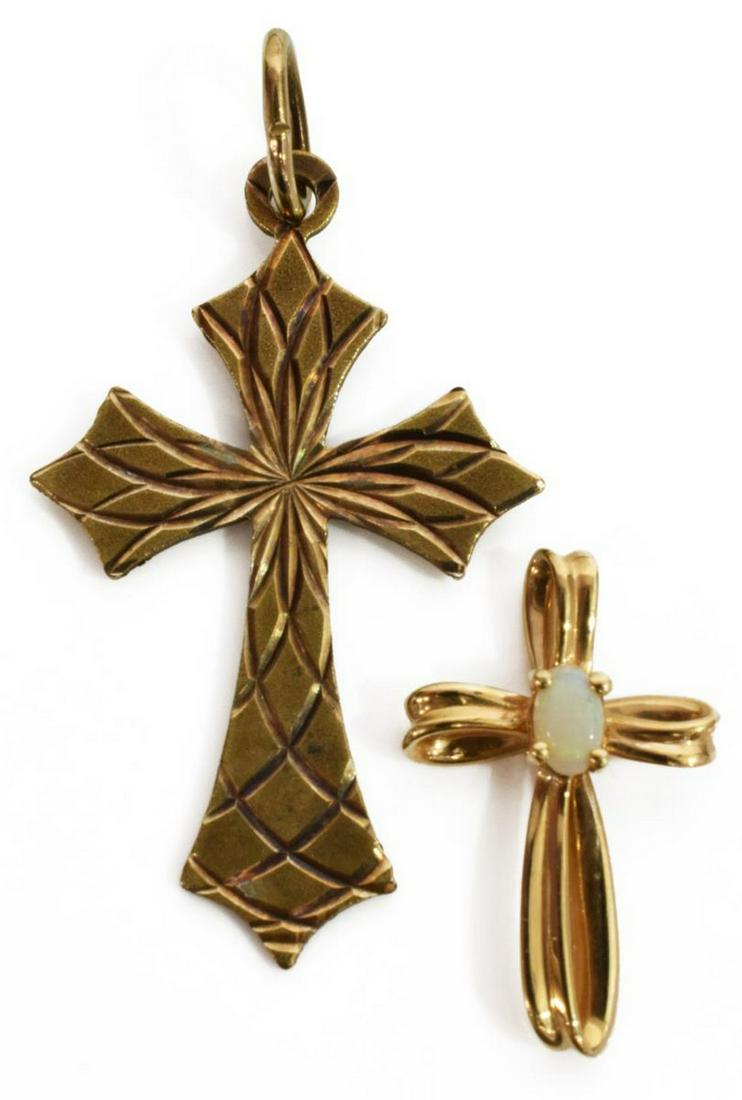 (2) 10KT & 14KT YELLOW GOLD CROSS PENDANTS (1 of 2)