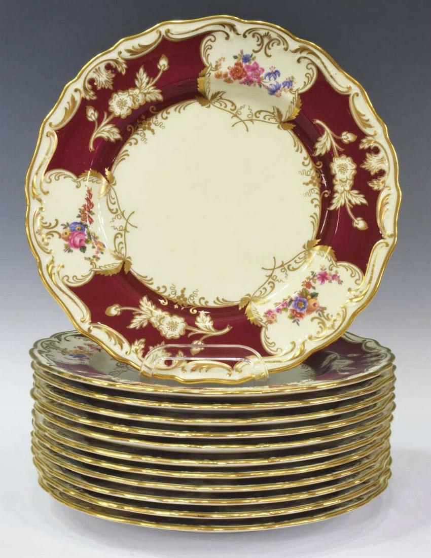 (12) SPODE COPELAND GILT FLORAL DINNER PLATES (1 of 4)